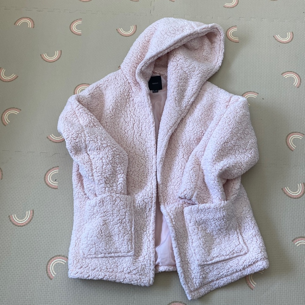 Pink Fuzzy Hooded Teddy Coat